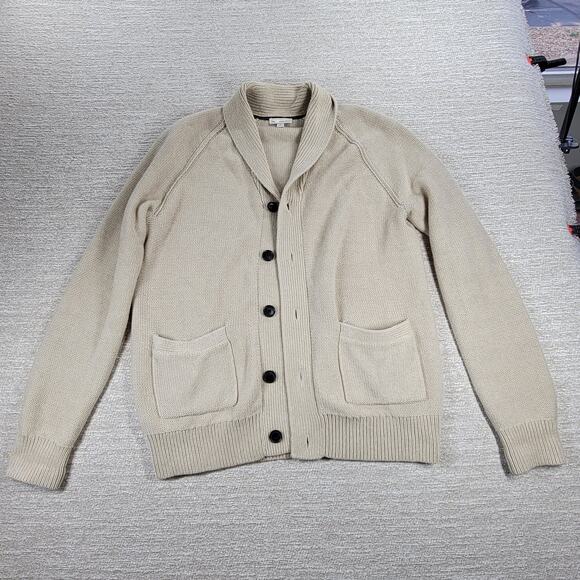 Gap Shawl Collar Cardigan Sweater Size XL Oatmeal Knit Cotton Grandpa Old Money - Picture 3 of 15